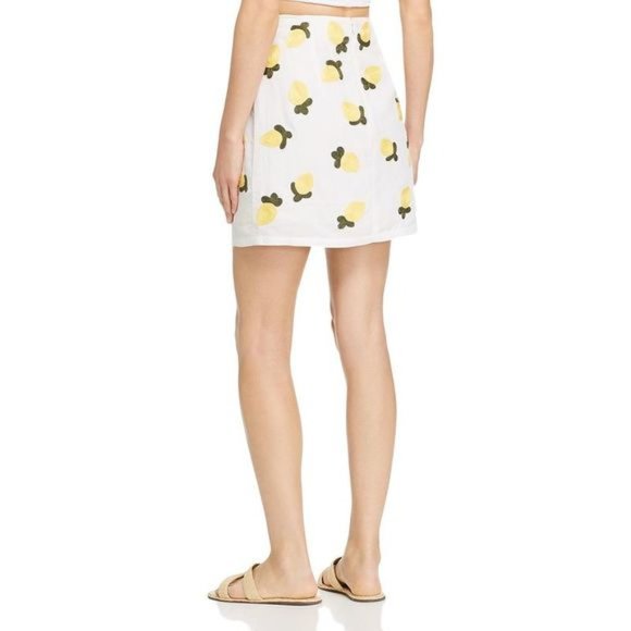 Red Carter Ivory Embroidered Lemons Mini Skirt S - Picture 2 of 2
